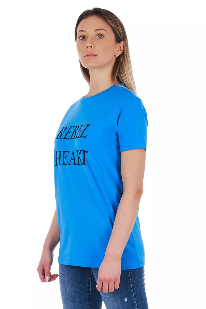 Light Blue Cotton Women T-Shirt - SEHABRANDS