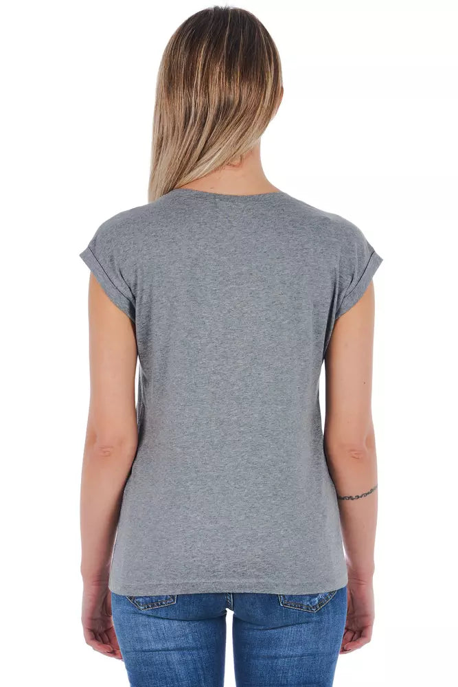 Gray Cotton Women T-Shirt - SEHABRANDS