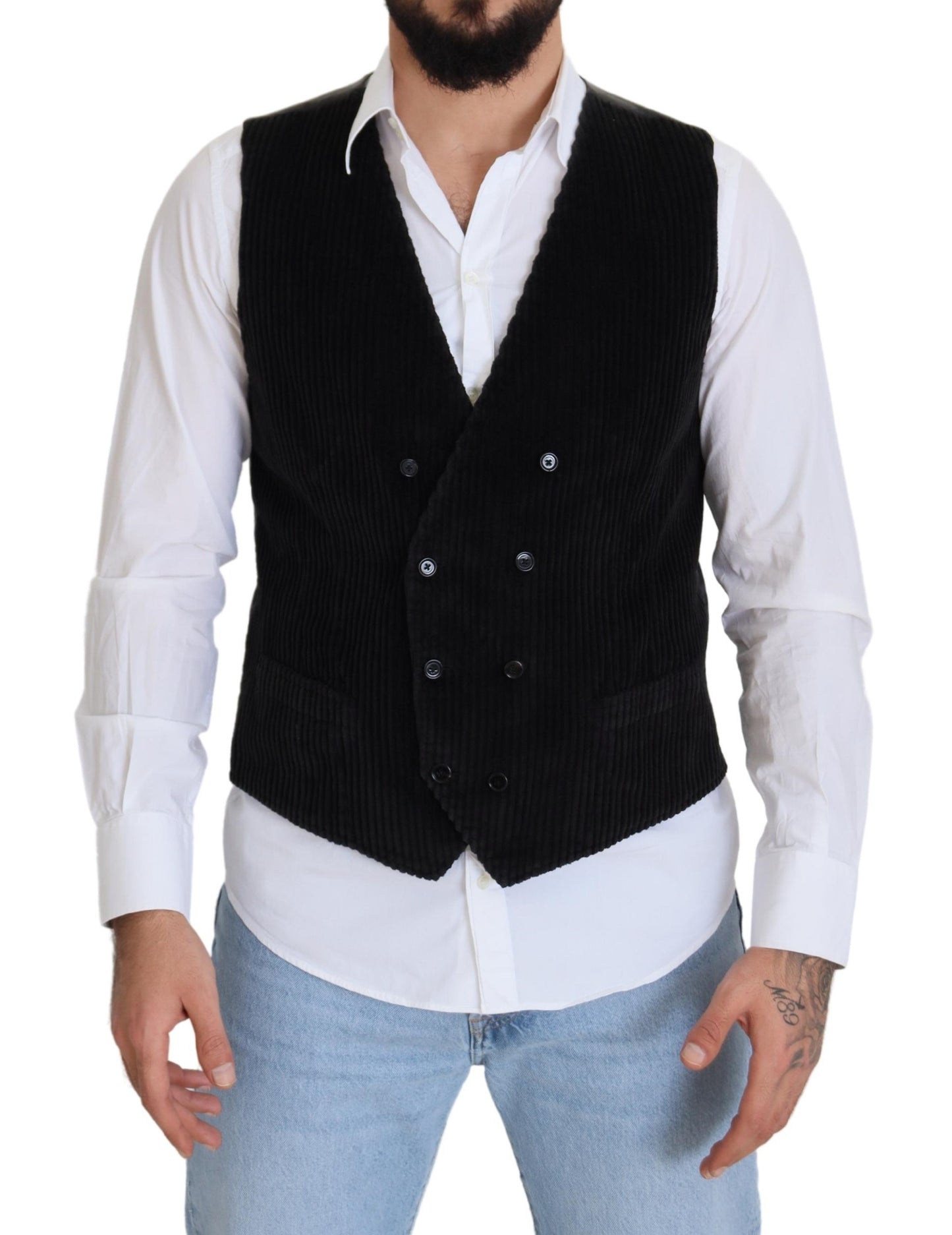 Dolce & Gabbana Elegant Black Double Breasted Dress Vest