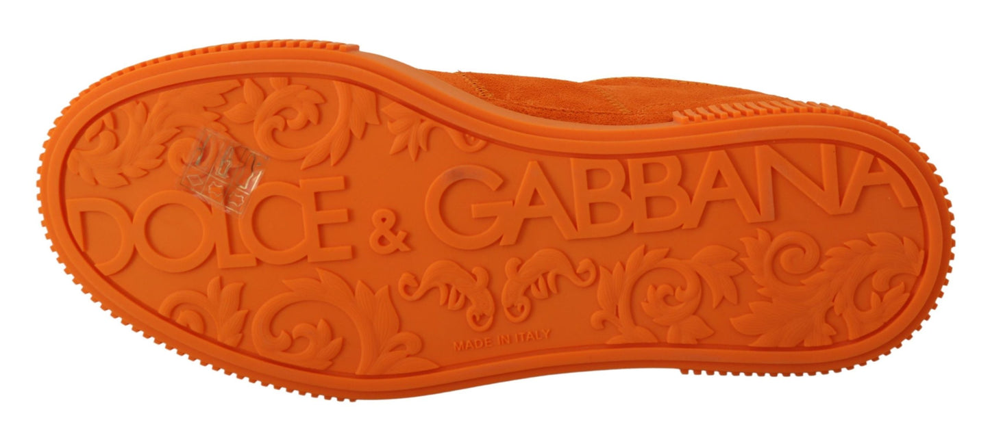 Dolce & Gabbana Chic Orange Suede Lace-Up Sneakers