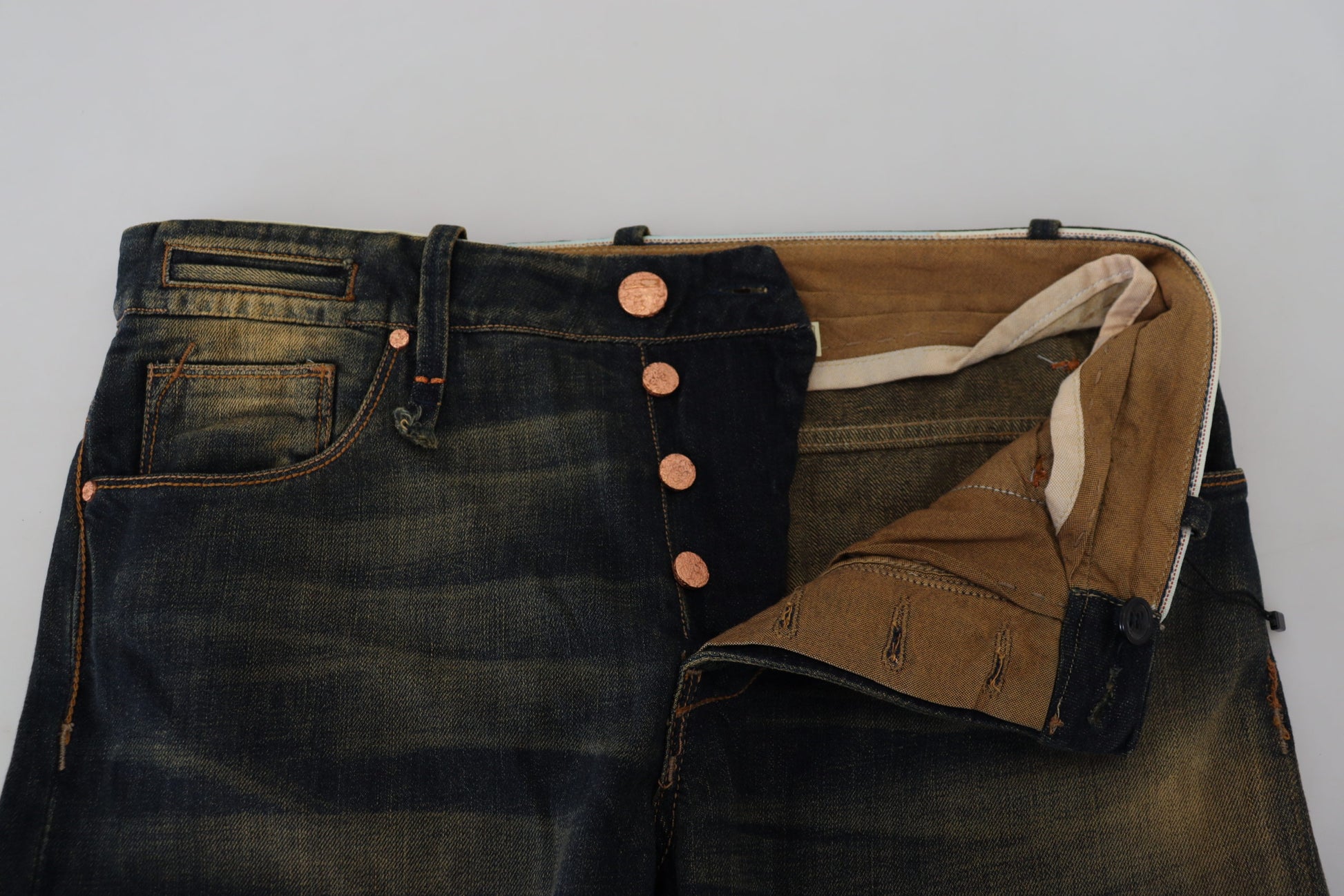 Elegant Blue Washed Denim Pants - Authentic Craftsmanship - SEHABRANDS