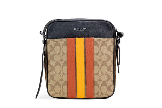 Hudson 21 Signature Varsity Stripe Coated Canvas Crossbody Bag - SEHABRANDS