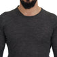 Sleek Gray Crewneck Pullover Sweater - SEHABRANDS