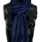 Elegant Silk Fringe Scarf in Chic Blue - SEHABRANDS