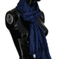 Elegant Silk Fringe Scarf in Chic Blue - SEHABRANDS