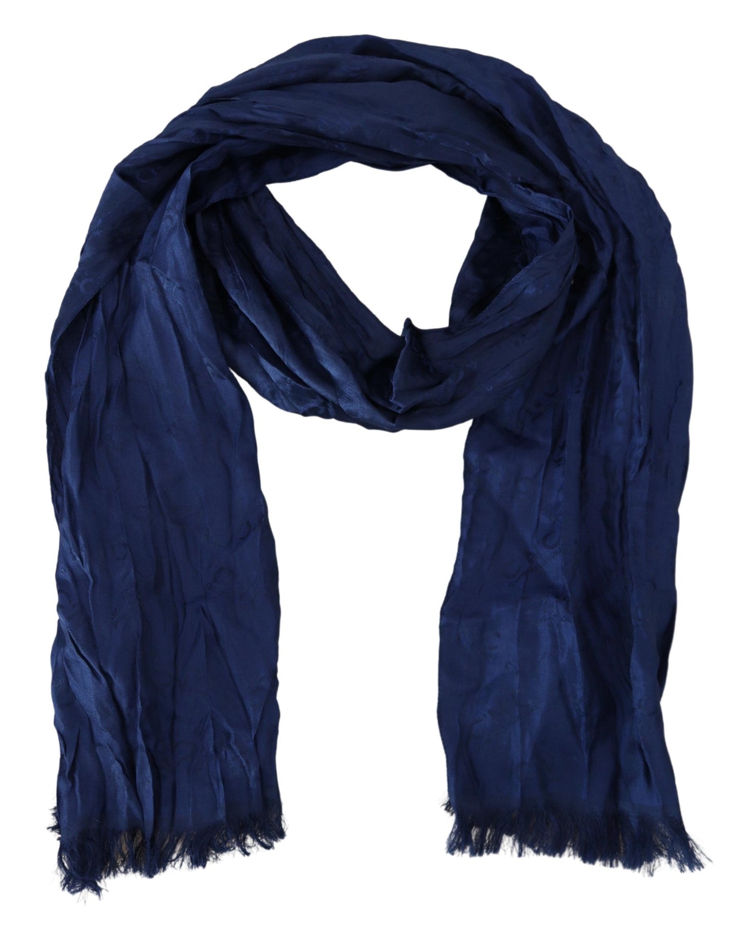 Elegant Silk Fringe Scarf in Chic Blue - SEHABRANDS