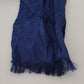 Elegant Silk Fringe Scarf in Chic Blue - SEHABRANDS