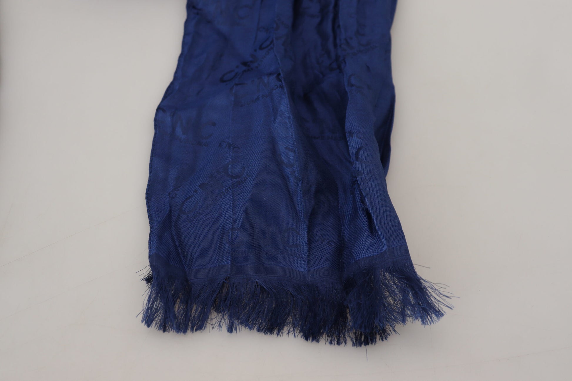 Elegant Silk Fringe Scarf in Chic Blue - SEHABRANDS