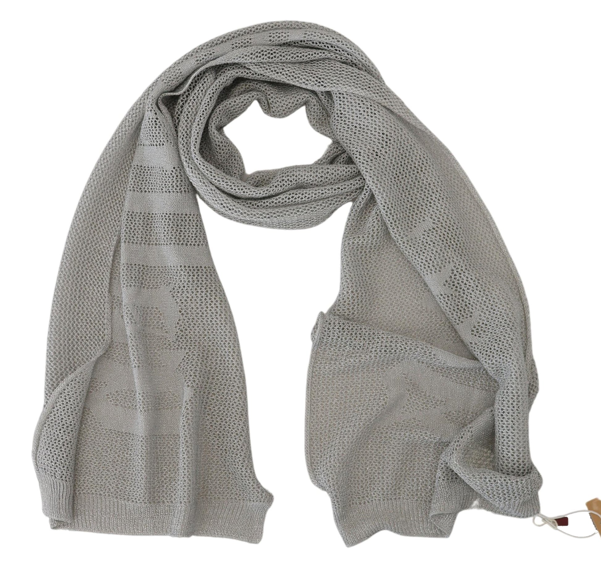 Elegant Gray Knitted Designer Scarf - SEHABRANDS