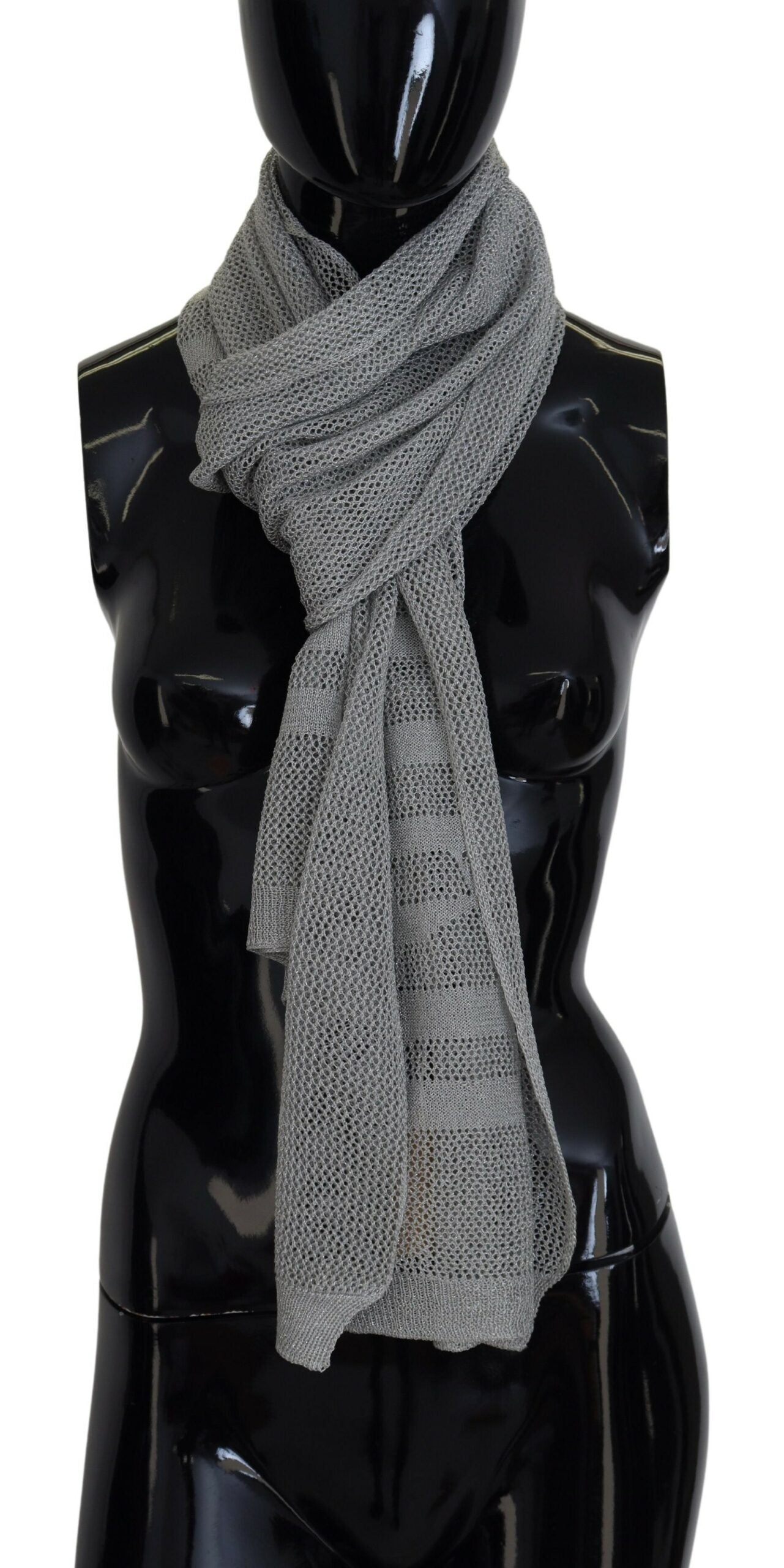 Elegant Gray Knitted Designer Scarf - SEHABRANDS