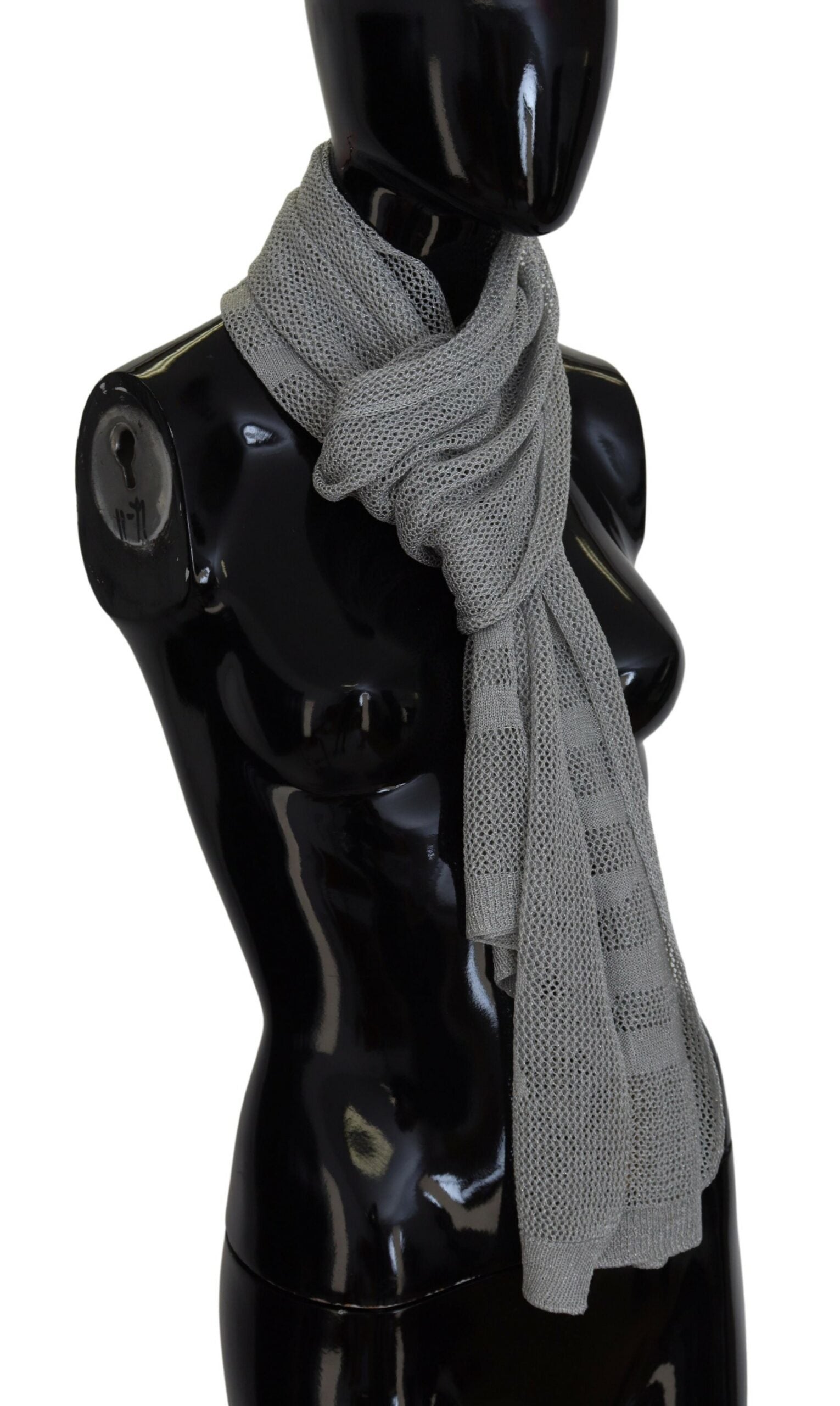 Elegant Gray Knitted Designer Scarf - SEHABRANDS