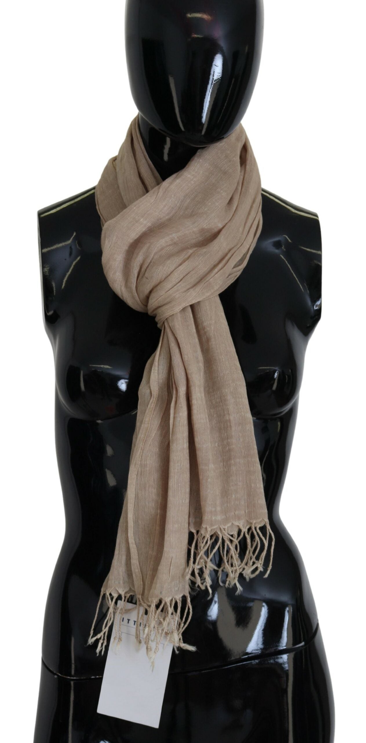 Chic Beige Fringed Scarf for Women - SEHABRANDS