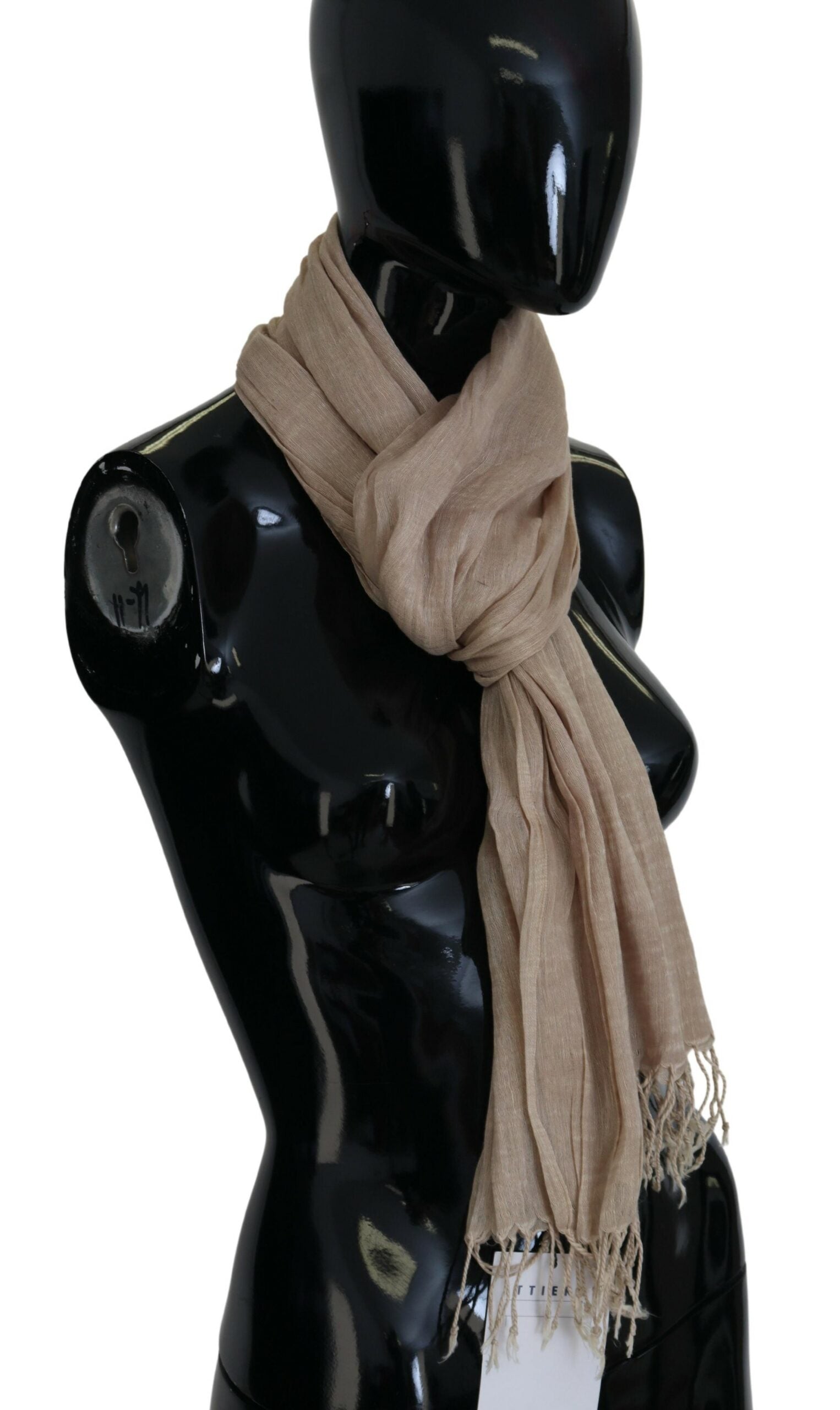 Chic Beige Fringed Scarf for Women - SEHABRANDS