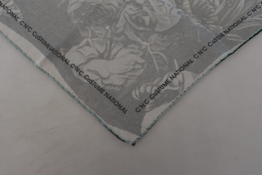 Elegant Grey Cotton Square Scarf - SEHABRANDS