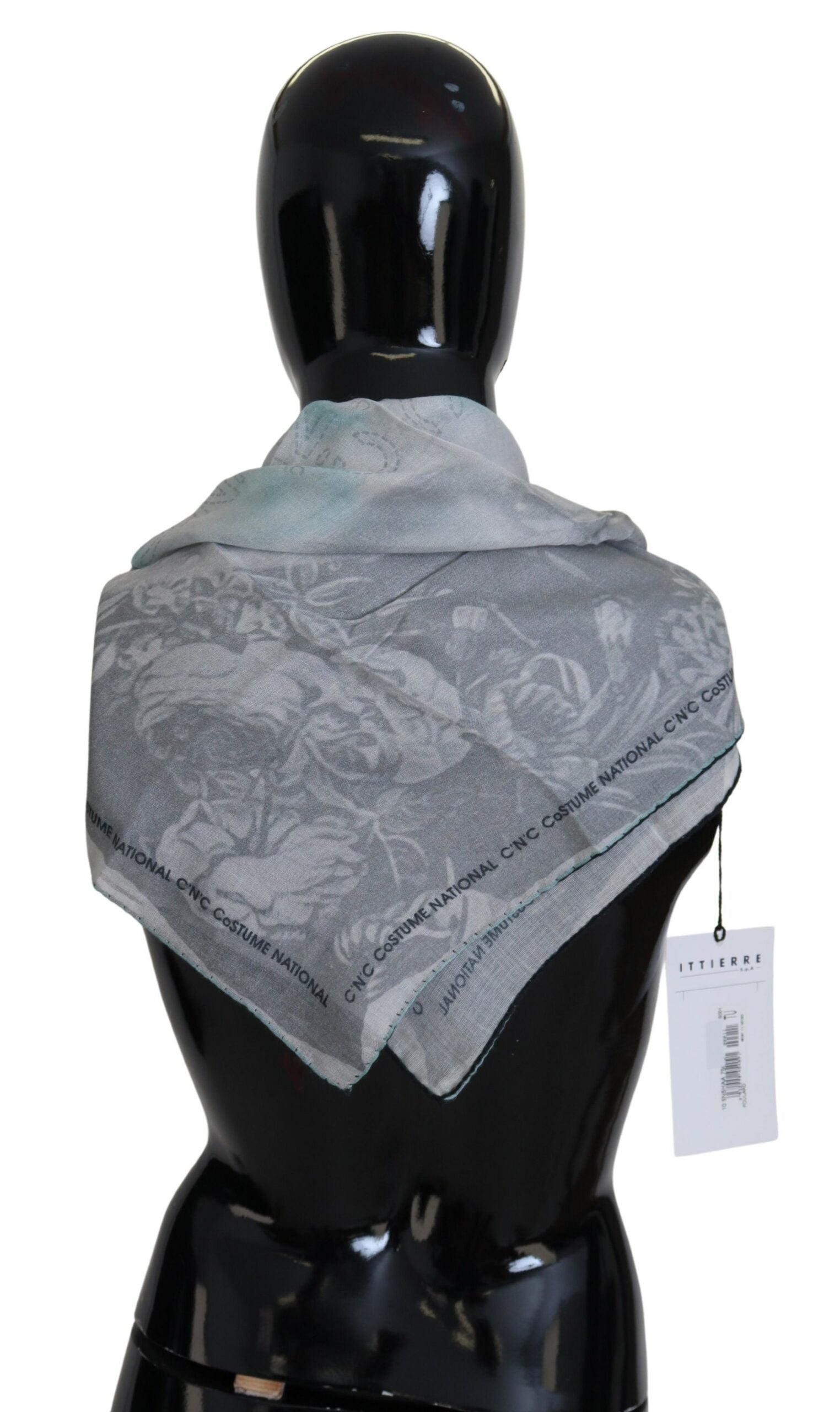 Elegant Grey Cotton Square Scarf - SEHABRANDS