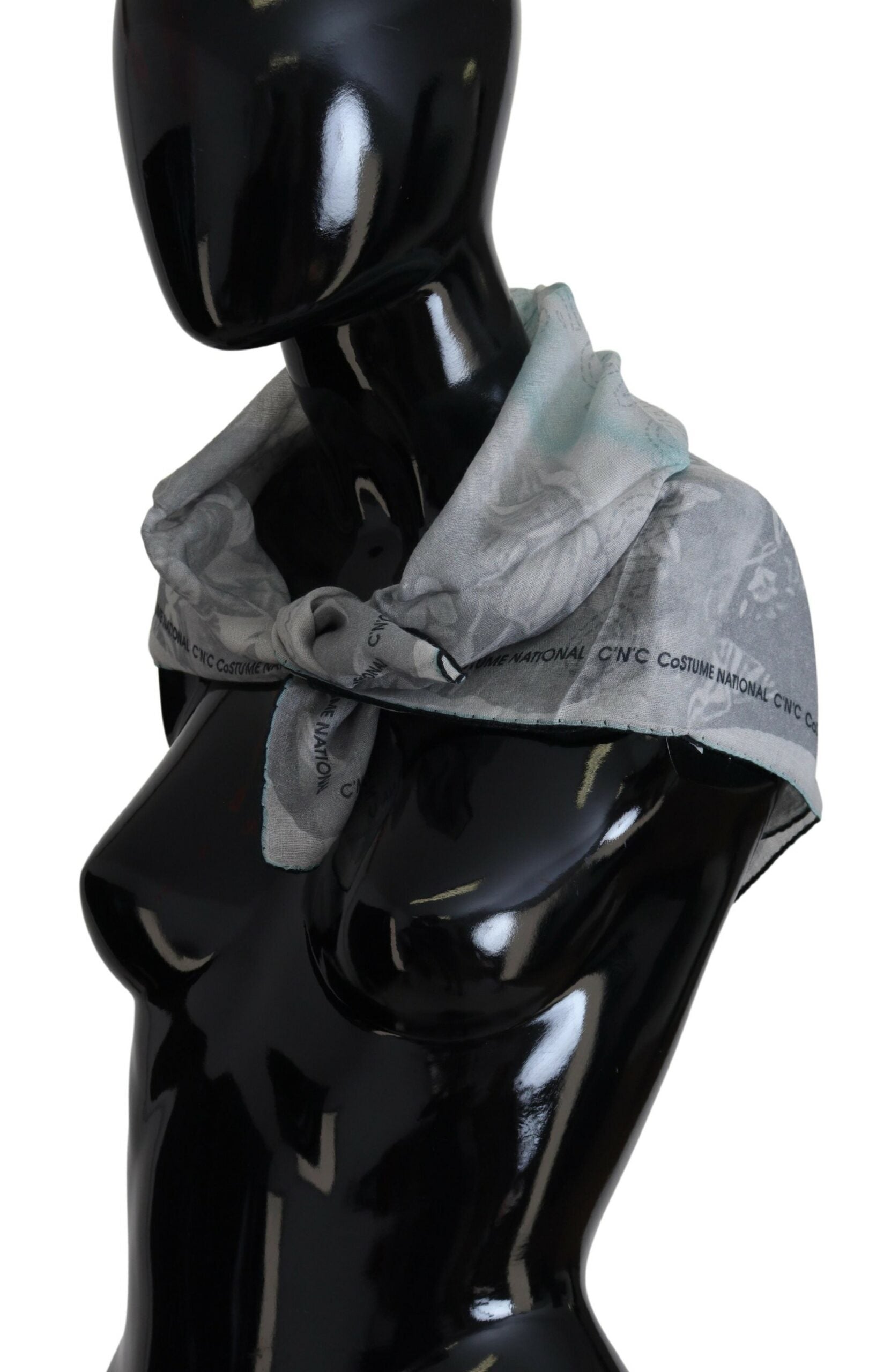 Elegant Grey Cotton Square Scarf - SEHABRANDS