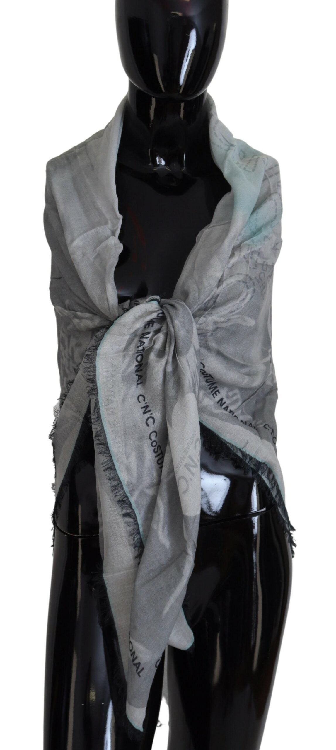 Chic Designer Grey Scarf with Fringes - SEHABRANDS