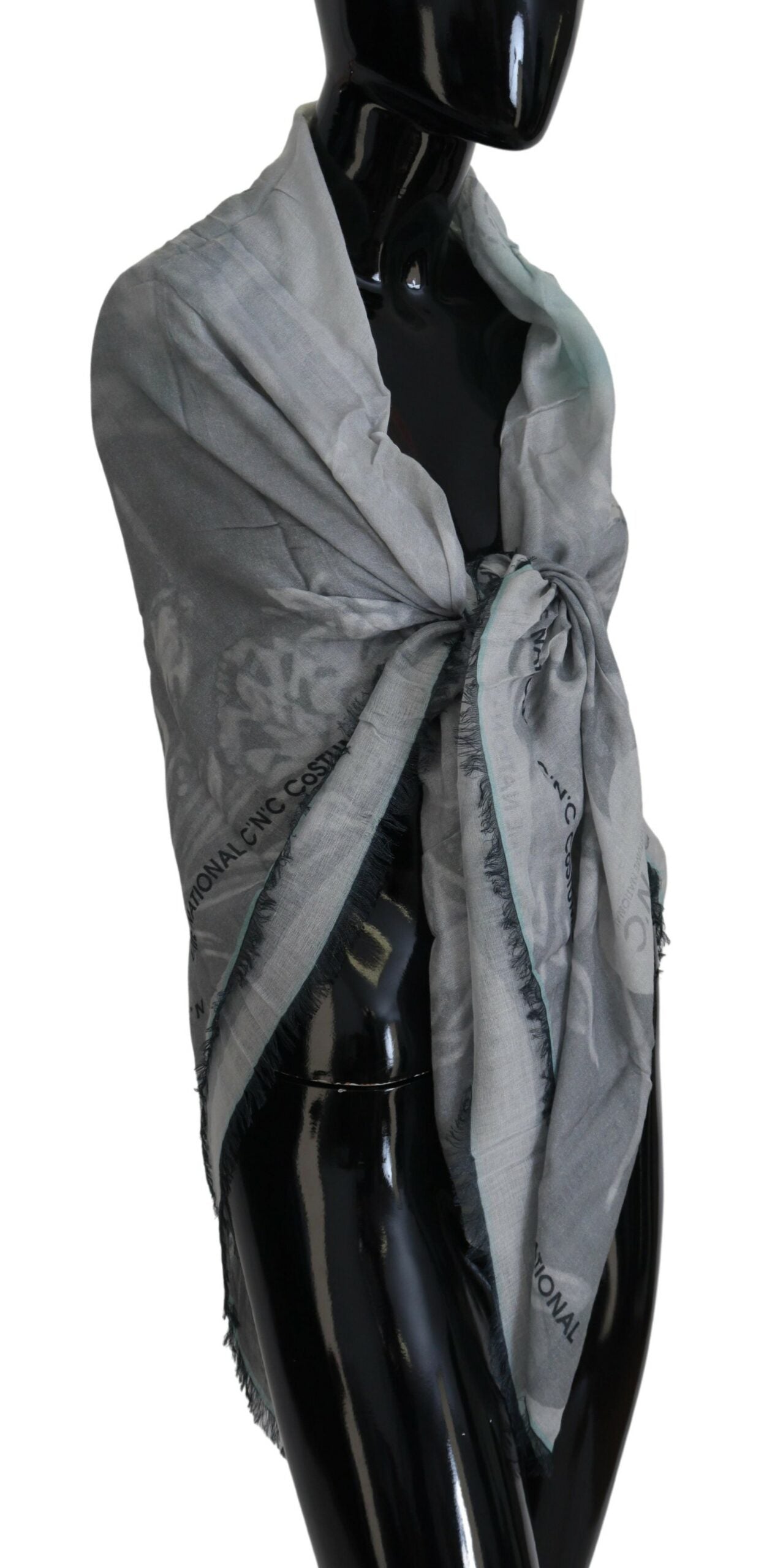 Chic Designer Grey Scarf with Fringes - SEHABRANDS