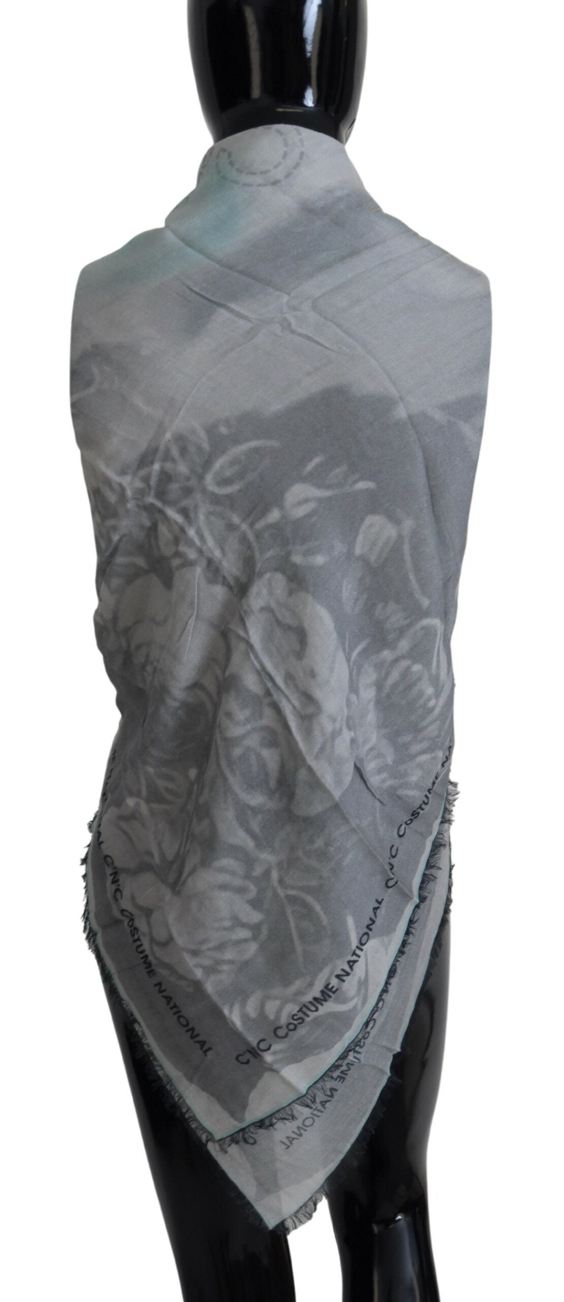 Chic Designer Grey Scarf with Fringes - SEHABRANDS