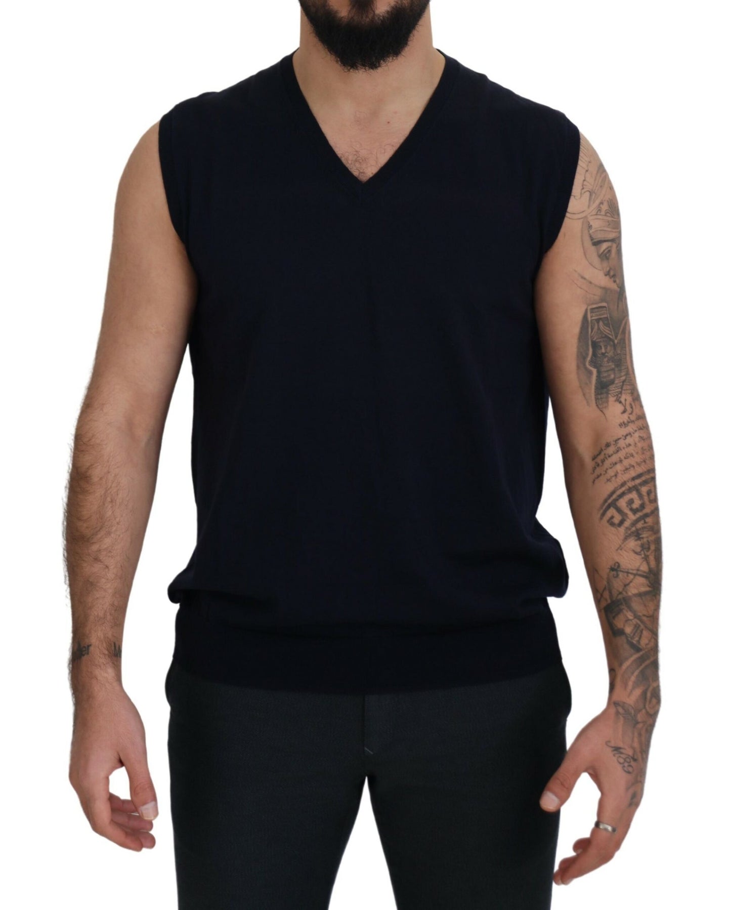 Sleek Black V-Neck Sleeveless Tank - SEHABRANDS