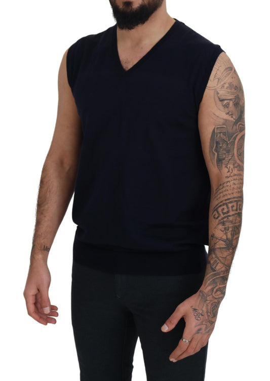 Sleek Black V-Neck Sleeveless Tank - SEHABRANDS