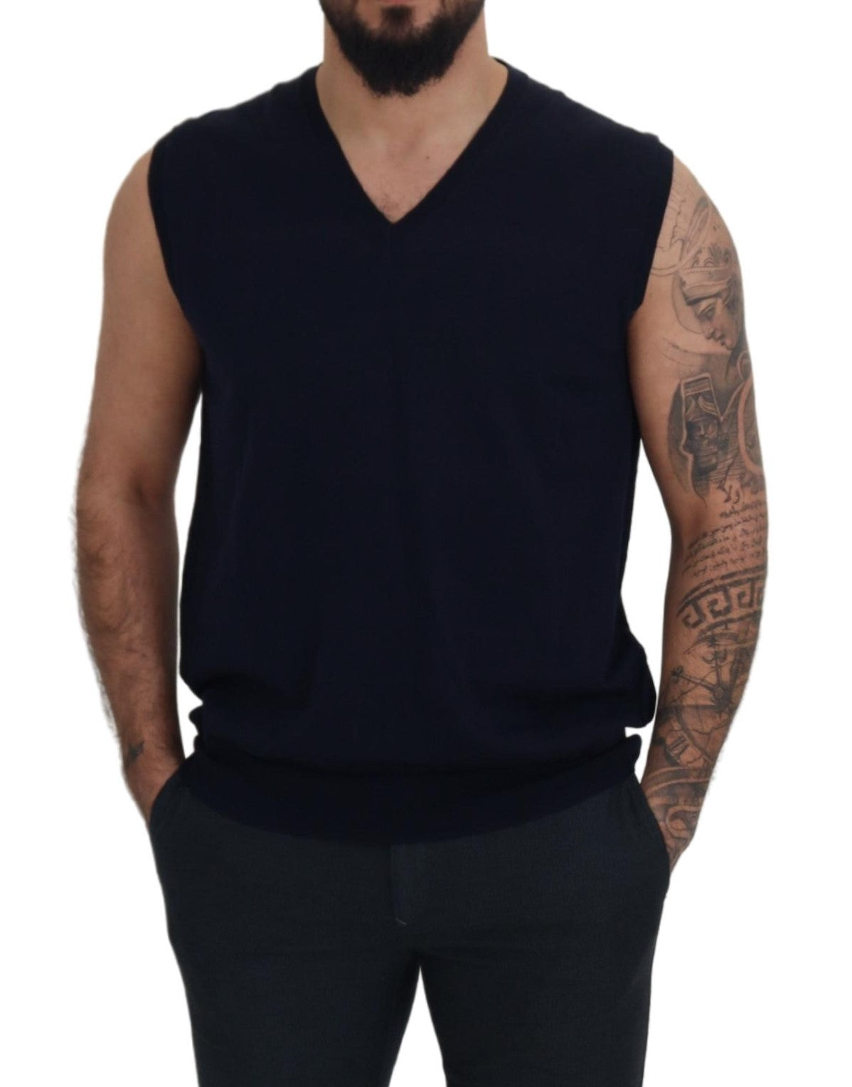 Sleek Black V-Neck Sleeveless Tank - SEHABRANDS