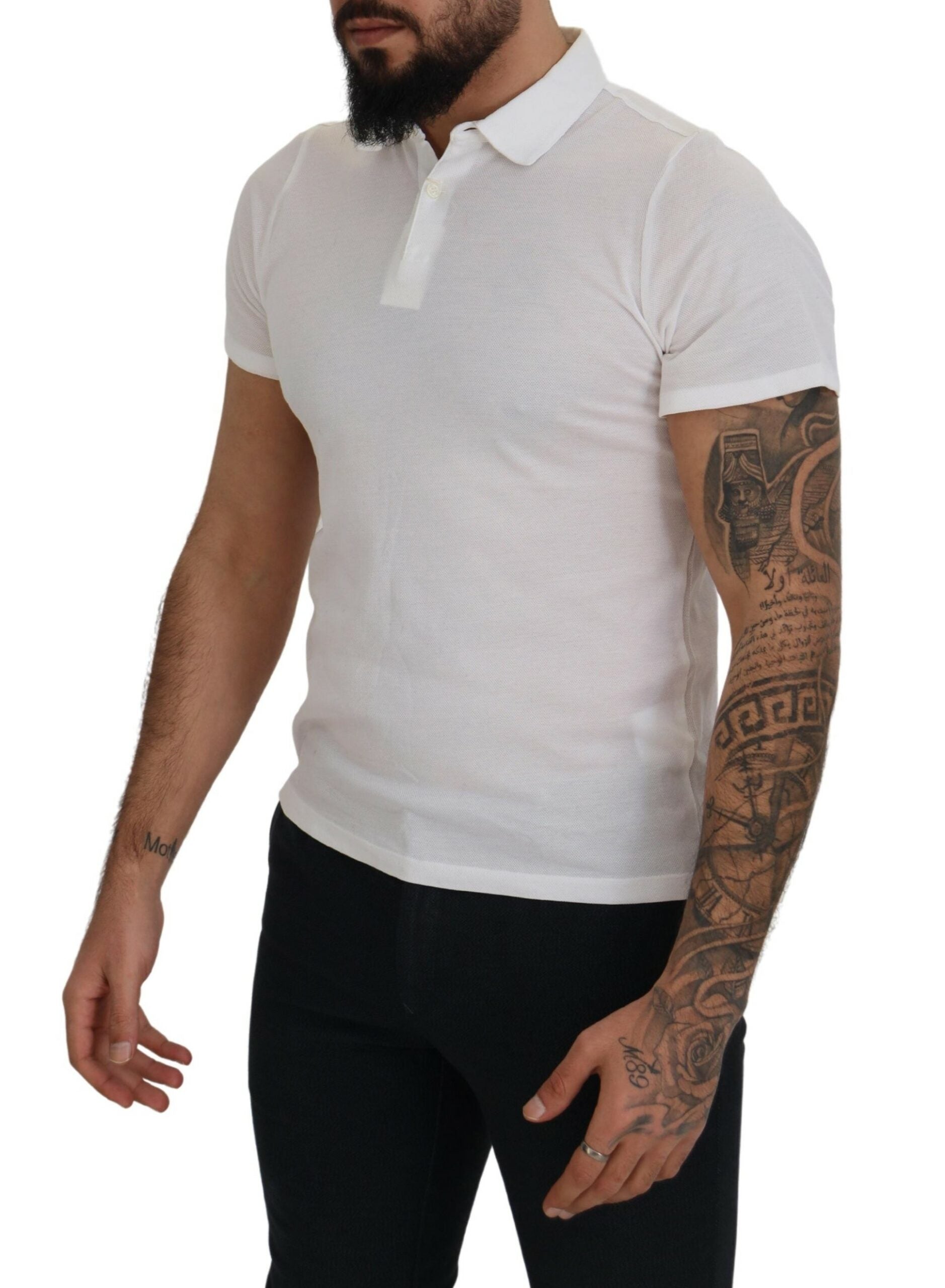 Elegant White Cotton Polo T-Shirt - SEHABRANDS