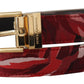 Dolce & Gabbana Red Multicolor Leather Belt with Gold-Tone Buckle