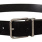 Dolce & Gabbana Elegant Black Leather Grosgrain Belt