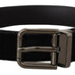 Dolce & Gabbana Elegant Black Leather Belt with Silver Tone Buckle