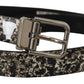 Dolce & Gabbana Elegant Black Marble Print Leather Belt