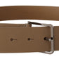 Dolce & Gabbana Beige Leather Statement Belt with Silver Buckle