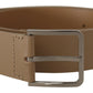 Dolce & Gabbana Beige Leather Statement Belt with Silver Buckle