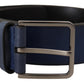 Dolce & Gabbana Elegant Blue Leather Belt with Silver Buckle