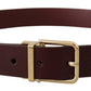 Dolce & Gabbana Elegant Maroon Leather Belt with Gold Buckle