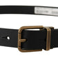 Dolce & Gabbana Elegant Black Leather Belt with Vintage Buckle