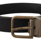 Dolce & Gabbana Elegant Black Leather Belt with Vintage Metal Buckle