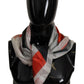 Elegant Silk Scarf in Gray Red Checkered - SEHABRANDS