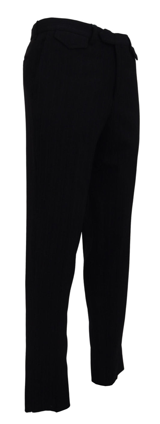 Elegant Black Italian Designer Pants - SEHABRANDS