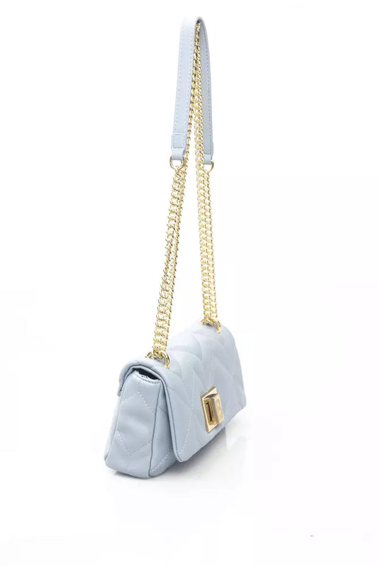 Elegant Light Blue Shoulder Bag with Golden Accents - SEHABRANDS