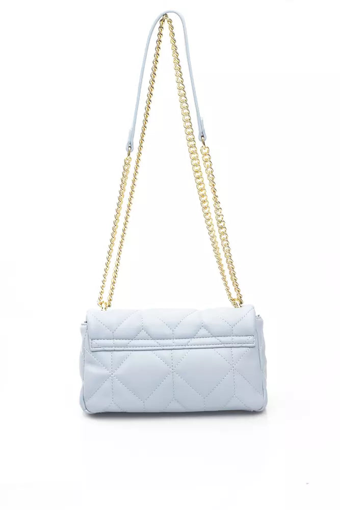 Elegant Light Blue Shoulder Bag with Golden Accents - SEHABRANDS