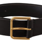 Dolce & Gabbana Elegant Black Leather Belt with Gold-Tone Buckle