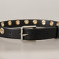 Dolce & Gabbana Chic Black Leather Belt with Engraved Buckle