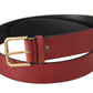 Dolce & Gabbana Elegant Red Leather Belt with Engraved Buckle