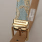 Dolce & Gabbana Elegant Light Blue Leather Belt with Gold Buckle