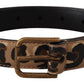 Dolce & Gabbana Elegant Leather Engraved Buckle Belt