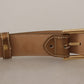 Dolce & Gabbana Elegant Bronze Leather Belt with Logo Buckle