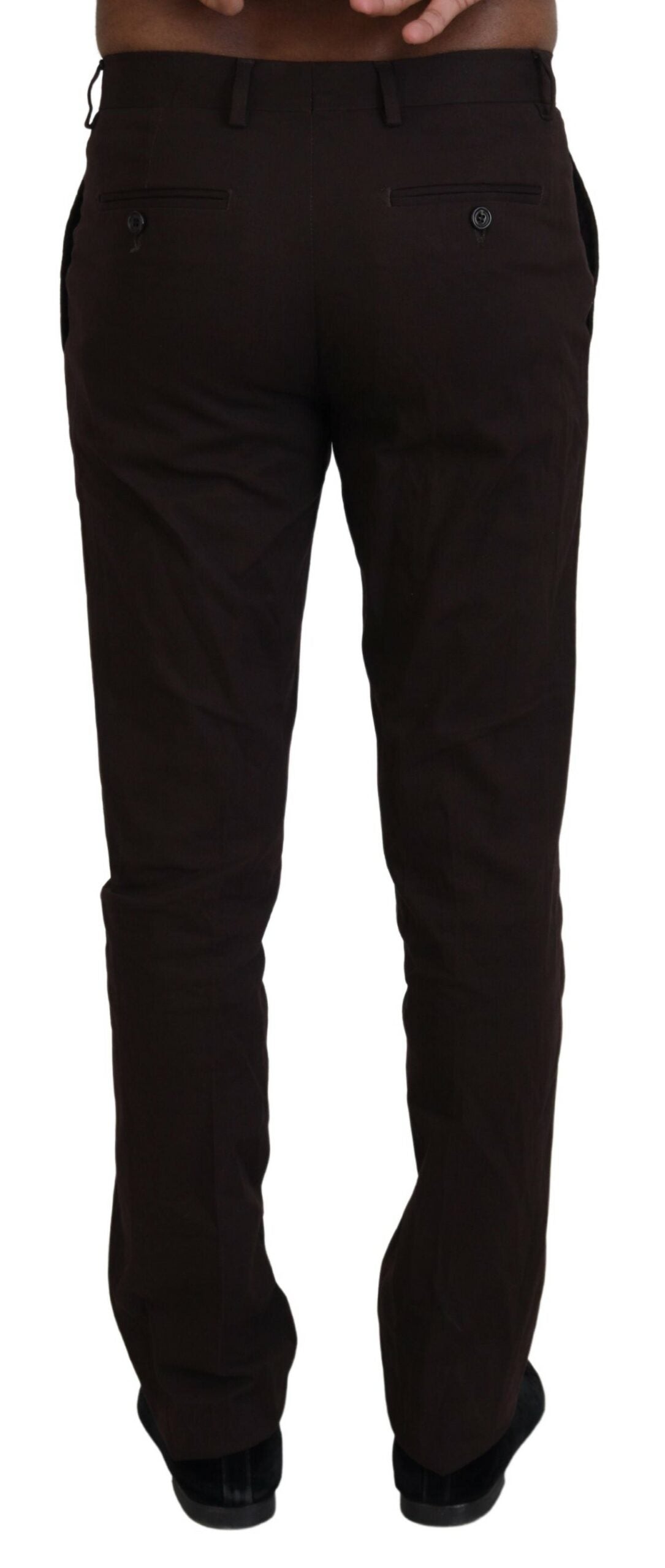 Elegant Brown Cotton Blend Trousers - SEHABRANDS