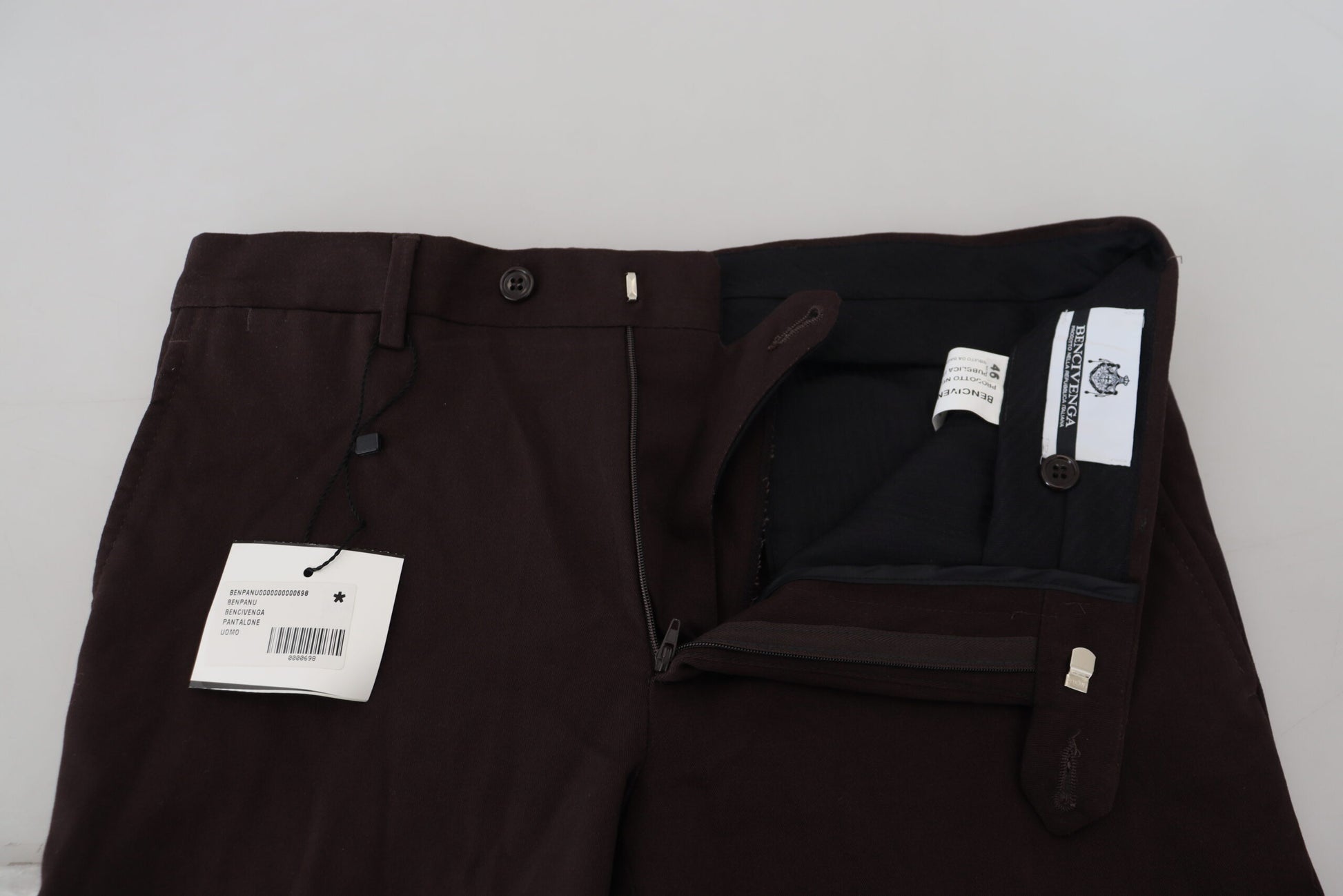 Elegant Brown Cotton Blend Trousers - SEHABRANDS