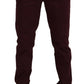 Maroon Skinny Fit Cotton Pants - SEHABRANDS